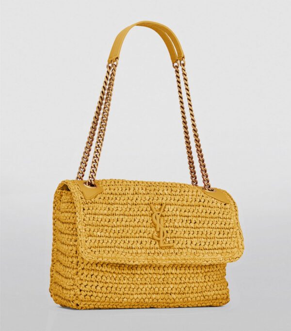 Saint Laurent Medium Nikki Shoulder Bag - Yellow Raffia - Image 2