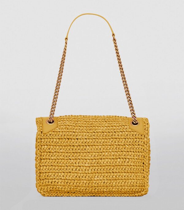 Saint Laurent Medium Nikki Shoulder Bag - Yellow Raffia - Image 3